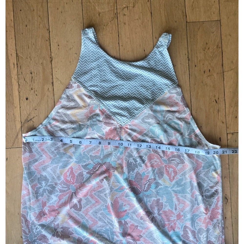 prAna Valentina Tank Top High Neck Crossover Split Back Boho Floral Large Yoga - Picture 4 of 6